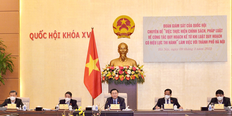 Chủ tịch Quốc hội Vương Đình Huệ chủ trì làm việc với TP Hà Nội về công tác quy hoạch